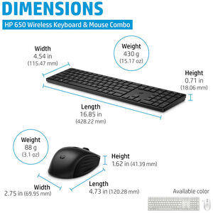 HP 650 Wireless Keyboard/Mouse Combo, , hires