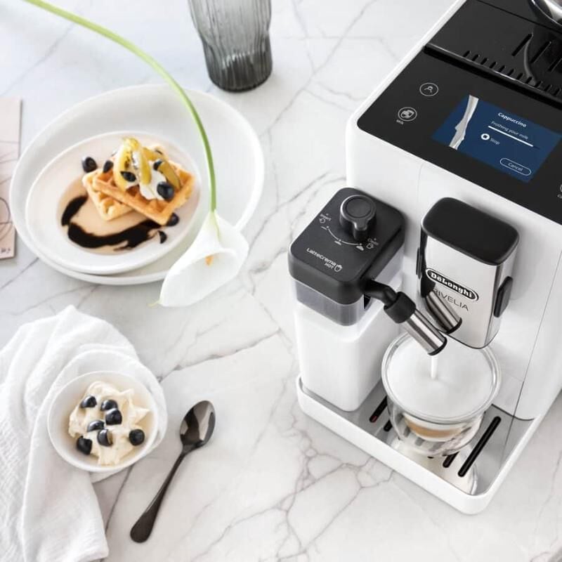 De'Longhi Rivelia Automatic Espresso Machine with Milk Frother and Removable Bean Hoppers - White, White, hires