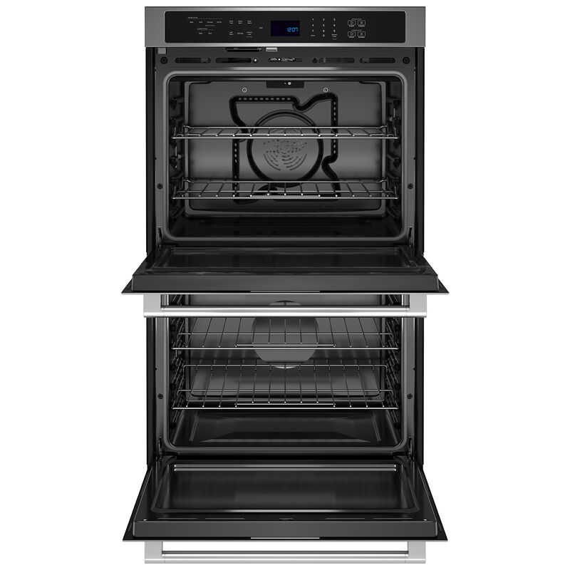 Maytag 30 in. 10 cu. ft. Front Control Electric Double Wall Oven with True European Convection - Fingerprint Resistant Stainless Steel, , hires