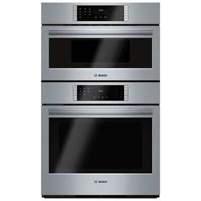 Bosch 800 Series 30" 6.2 Cu. Ft. Electric Smart Oven/Microwave Combo Wall Oven with True European Convection & Self Clean - Stainless Steel | HBL8753UC