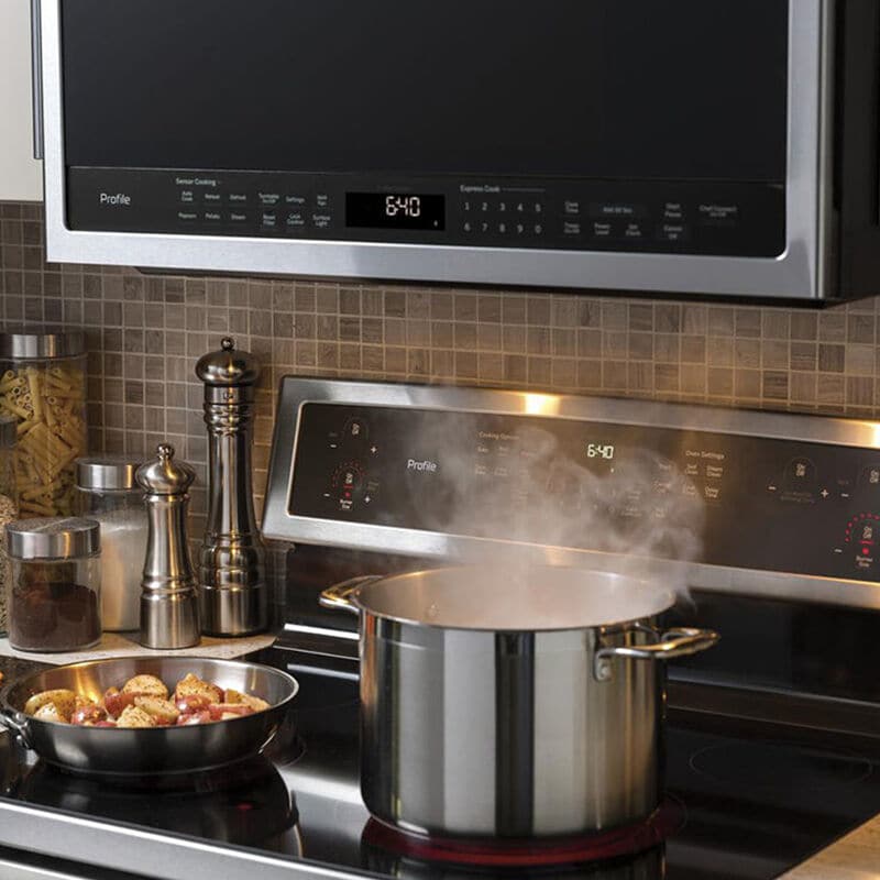 GE 30 in. 1.7 cu. ft. 1000W Over-the-Range Microwave with 300 CFM & Sensor Cooking - Stainless Steel, Stainless Steel, hires