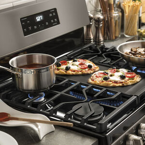 GE 30 in. 5.0 cu. ft. Oven Freestanding Gas Range with 5 Sealed Burners & Griddle - Slate, Slate, hires