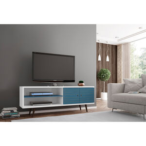Manhattan Comfort Liberty 63" TV Stand - White & Aqua Blue, , hires