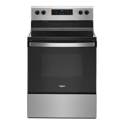 Whirlpool 30 in. 5.3 cu. ft. Oven Freestanding Electric Range with 4 Smoothtop Burners - Stainless Steel | WFE320M0JS