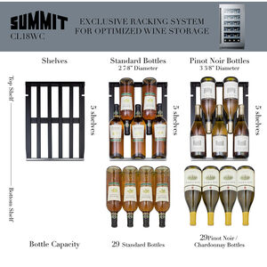 Summit Classic Collection Series 18 in. Undercounter Wine Cooler with Single Zone & 29 Bottle Capacity - Stainless Steel, , hires