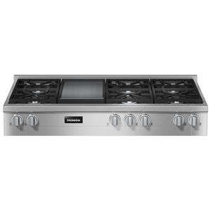 Miele Professional Series 48 in. 6-Burner Natural Gas Rangetop with Simmer, Power & Griddle - Stainless Steel, , hires