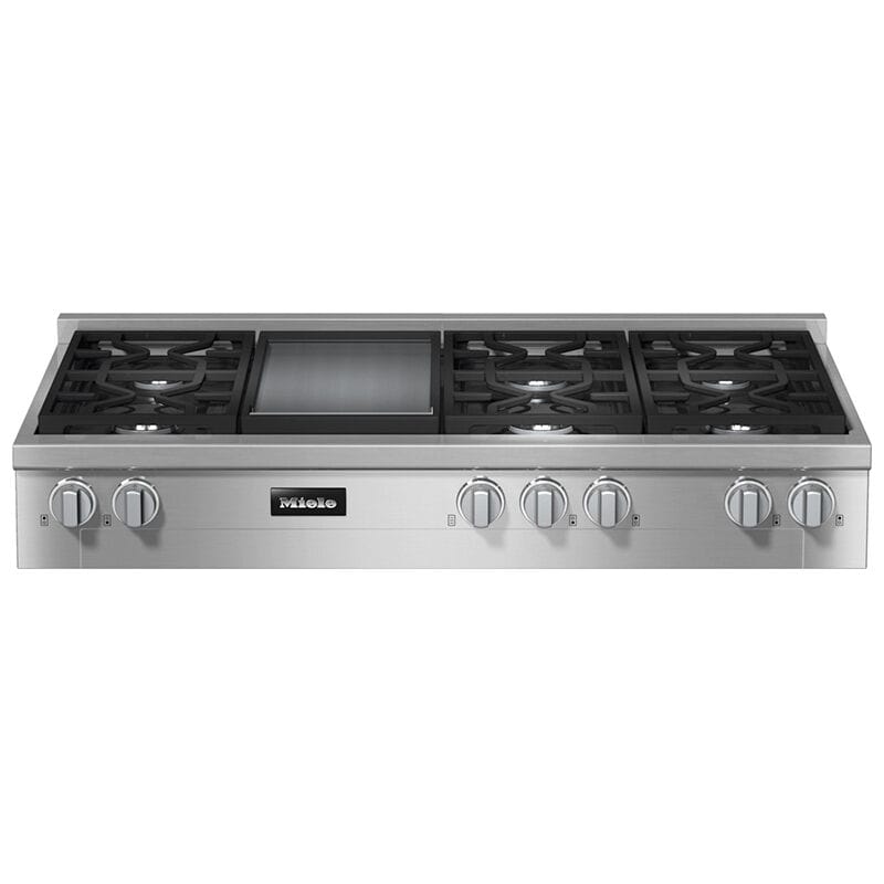 Miele Professional Series 48 in. 6-Burner Natural Gas Rangetop with Griddle, Simmer Burner & Power Burner - Clean Steel, , hires