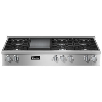 Miele Professional Series 48 in. 6-Burner Natural Gas Rangetop with Simmer, Power & Griddle - Stainless Steel | KMR1356-3GGD