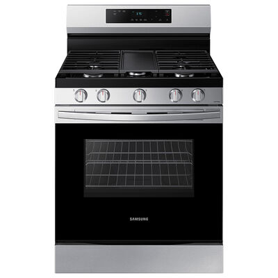 Samsung 30 in. 6.0 cu. ft. Smart Oven Freestanding Gas Range with 5 Sealed Burners & Griddle - Stainless Steel | NX60A6111SS