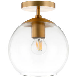 Hudson & Canal Bartlett 9 in. Semi Flush Mount Ceiling Light with Clear Glass Shade - Brass, , hires