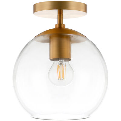Hudson & Canal Bartlett 9 in. Semi Flush Mount Ceiling Light with Clear Glass Shade - Brass | SF0790