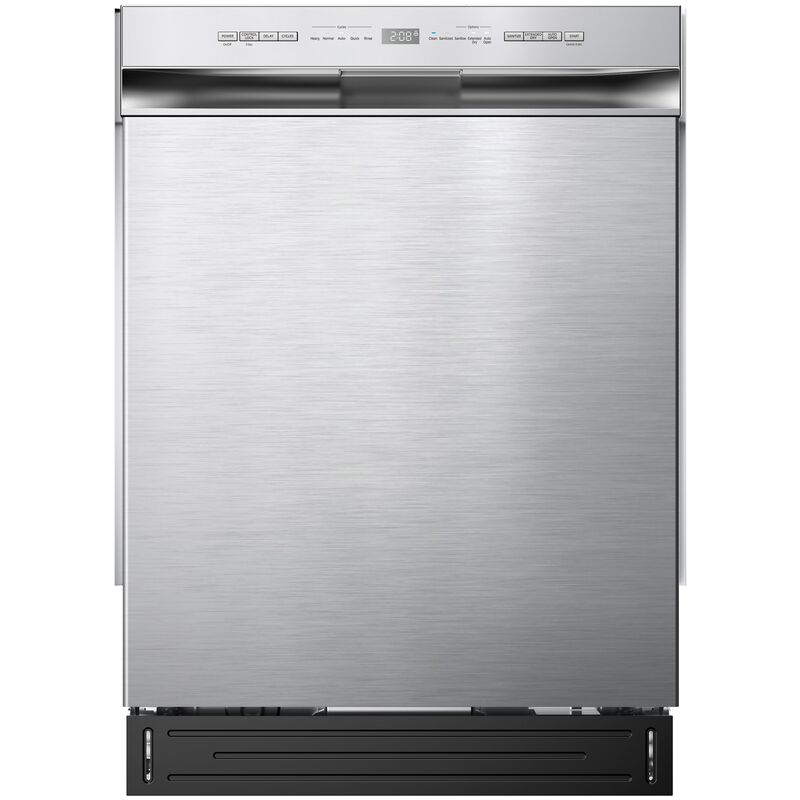 Midea 24 in. Front Control Flush-Mount Dishwasher with 52 dBA Sound level, Auto Open Door & Pocket Handle - Stainless Steel, , hires