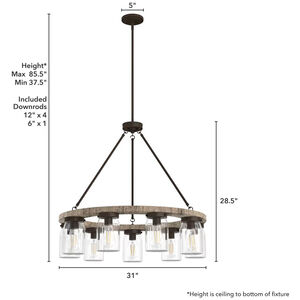 Hunter Devon Park 31 in. 9-Light Chandelier with Clear Glass - Onyx Bengal, , hires