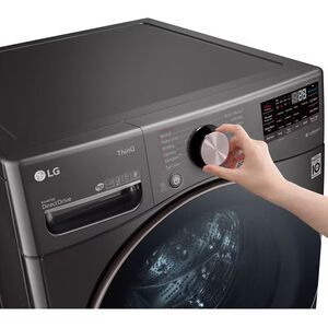 LG 27 in. 4.5 cu. ft. Smart Stackable Front Load Washer with Sanitize & Steam Wash Cycle - Black Steel, Black Steel, hires