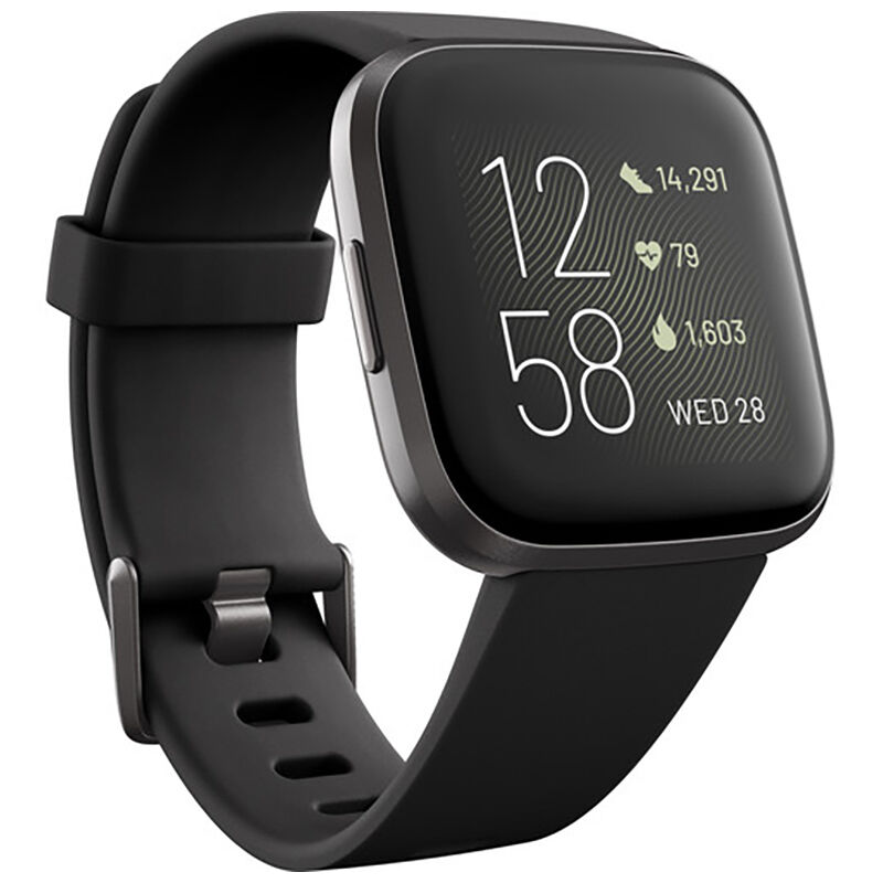 Fitbit Versa 2 Premium Health & Fitness Smartwatch - Black/Carbon Aluminum, , hires