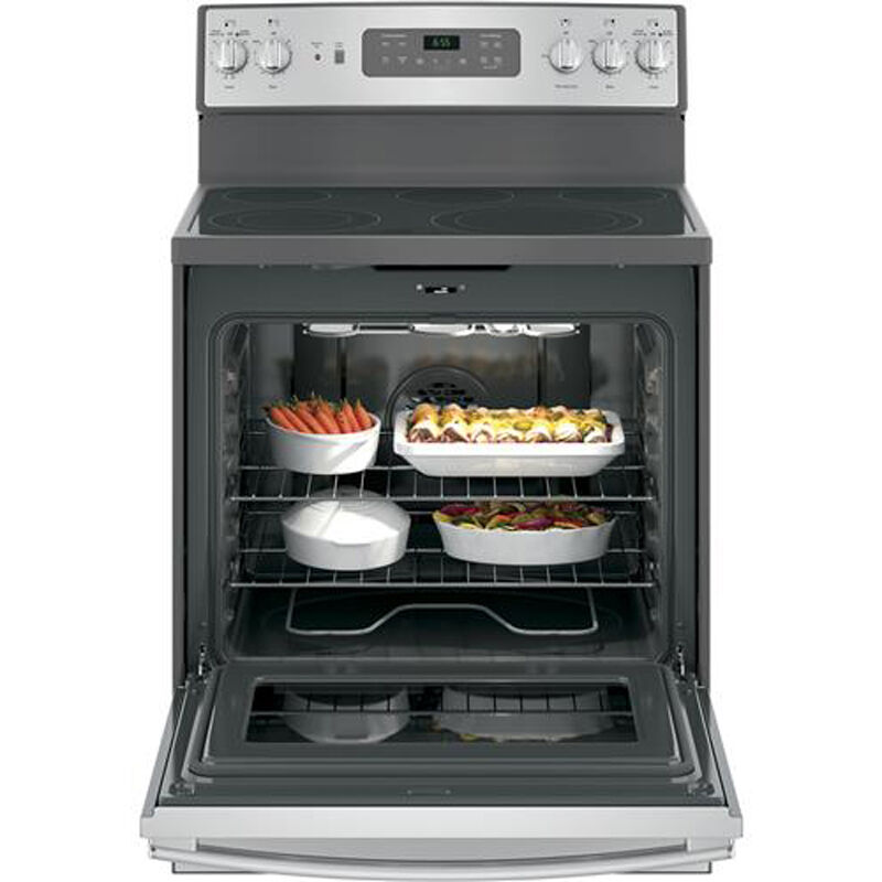 GE 30 in. 5.3 cu. ft. Convection Oven Freestanding Electric Range with 5 Smoothtop Burners - Stainless Steel, Stainless Steel, hires