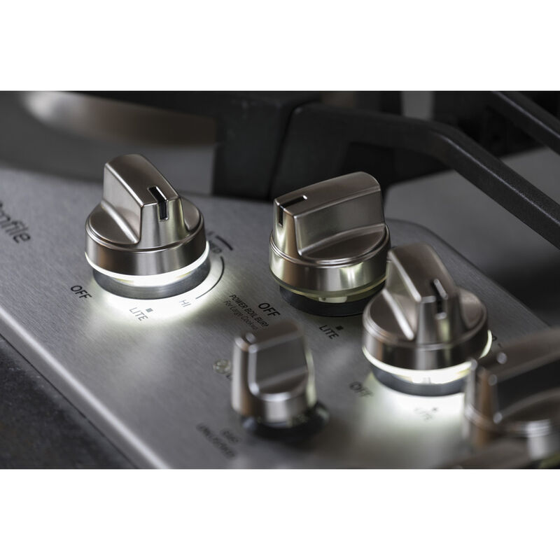 GE Profile 30 in. 5-Burner Natural Gas Cooktop with Griddle, Simmer Burner & Power Burner - Stainless Steel, , hires