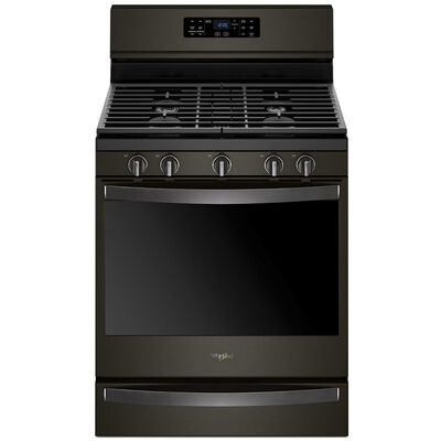 Whirlpool 30 in. 5.8 cu. ft. Convection Oven Freestanding Gas Range with 5 Sealed Burners & Griddle - Black with Stainless Steel | WFG775H0HV