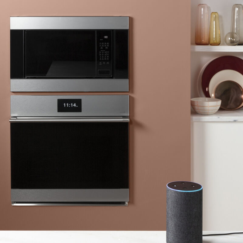 Cafe 30 in. 5 cu. ft. Smart Electric Single Wall Oven with True European Convection - Platinum Glass, Platinum Glass, hires