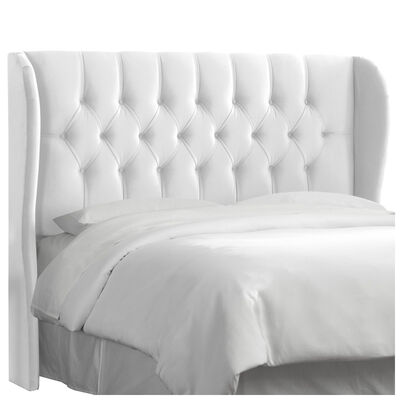 Skyline Furniture Tufted Wingback Velvet Fabric California King Size Upholstered Headboard - White | 414CVLVWHT