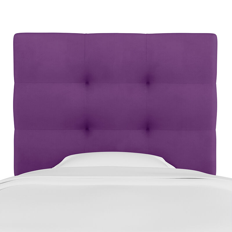 Skyline Furniture Kids Pull Tufted Microsuede Fabric Twin Size Headboard- Purple, , hires
