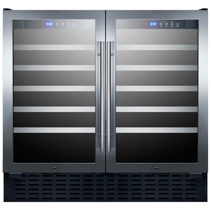 Summit 36 in. Undercounter Wine Cooler with Wood Racks, Dual Temperature Zones & 68 Bottle Capacity - Stainless Steel, , hires