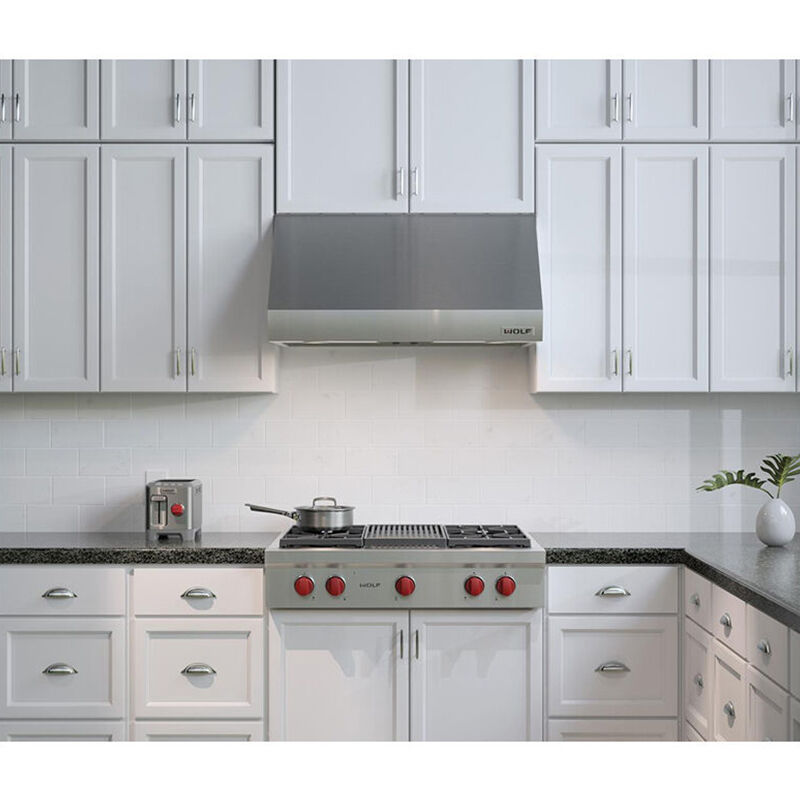 Wolf 36 in. 4-Burner Natural Gas Rangetop with Grill & Power Burner - Stainless Steel, , hires