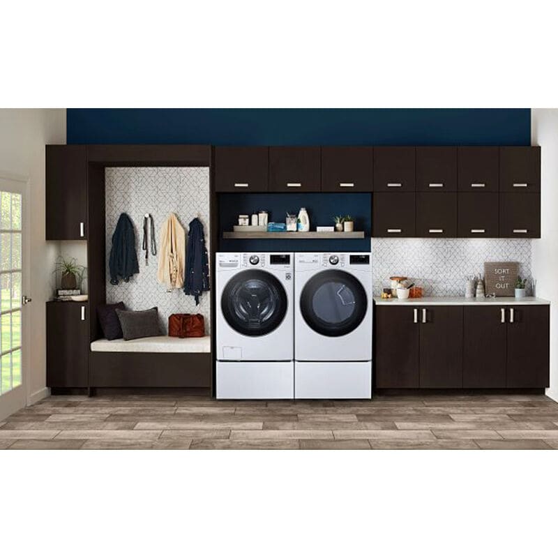 LG 27 in. 5.0 cu. ft. Smart Stackable Front Load Washer with TurboWash 360, Sanitize & Steam Wash Cycle - White, White, hires