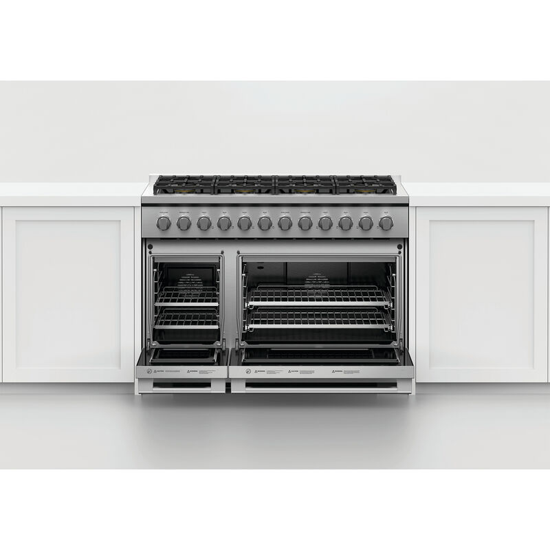 Fisher & Paykel Series 7 Professional 48 in. 7.7 cu. ft. Convection Double Oven Freestanding LP Gas Range with 8 Sealed Burners - Stainless Steel, , hires