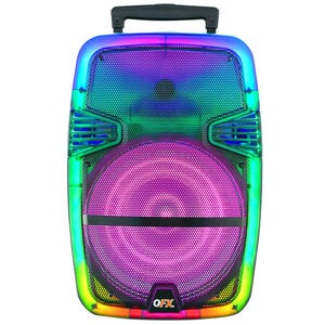 QFX Rechargeable Bluetooth Portable Speaker With Translucent Motion Party Lights - Black, , hires