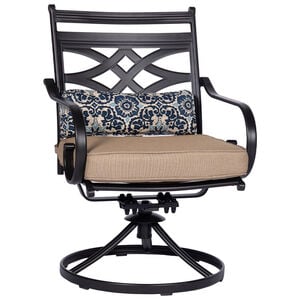 Hanover Montclair 3-Piece Bistro Dining Set with 2 Swivel Rockers and a 27" Square Table - Tan/Brown, , hires