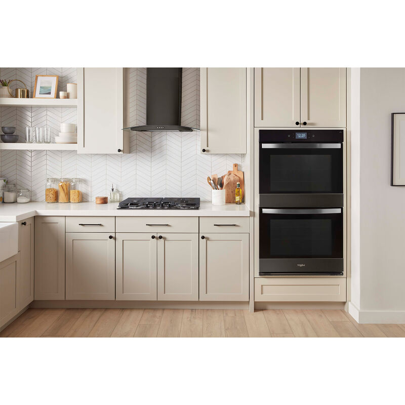 Whirlpool 30 in. 10 cu. ft. Smart Top Control Electric Double Wall Oven with True European Convection - Black Stainless Steel with PrintShield Finish, Black Stainless Steel with PrintShield Finish, hires