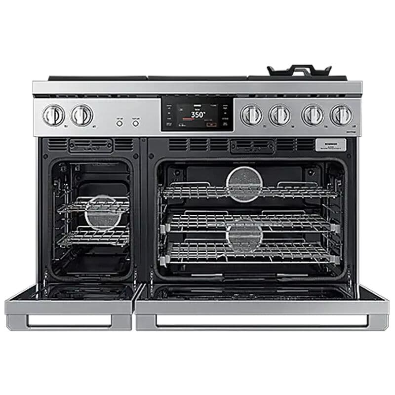 Dacor Transitional Series 48 in. 8.8 cu. ft. Smart Air-Fry Dual Convection Steam Double Oven Dual Fuel Range with 6 Sealed Burners - Silver Stainless, , hires