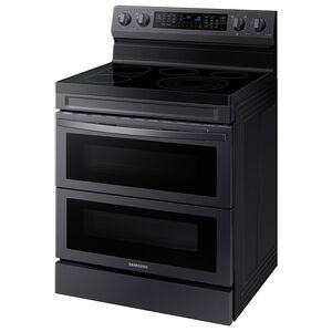 Samsung 30 in. 6.3 cu. ft. Smart Air Fry Standard Convection Double Oven Electric Range with Radiant Burners & Griddle - Black Stainless, Black Stainless, hires