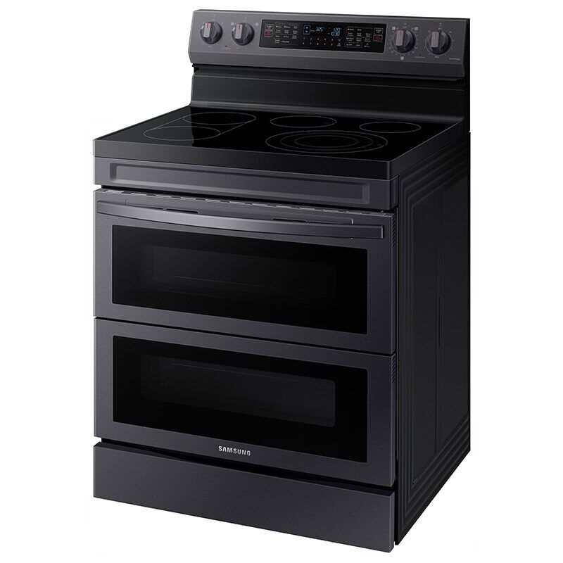 Samsung 30 in. 6.3 cu. ft. Smart Air Fry Standard Convection Double Oven Electric Range with Radiant Burners & Griddle - Black Stainless, Black Stainless, hires