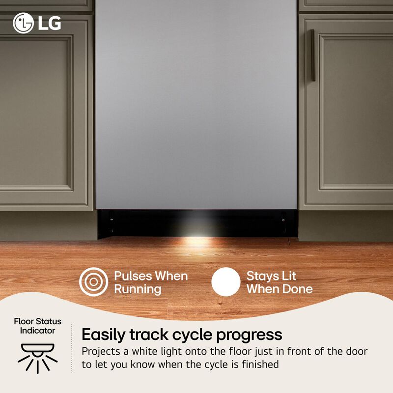 LG 24 in. Top Control Flush-Mount Smart Dishwasher with 42 dBA Sound Level, 3rd-Rack & Dynamic Heat Dry with AutoVent Dry - PrintProof Stainless Steel, , hires