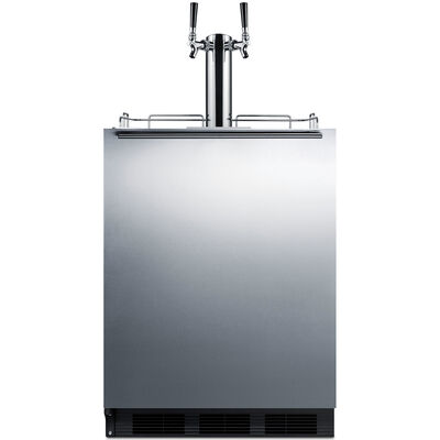 Summit 24 in. 5.5 cu. ft. Beer Dispenser with 2 Taps - Stainless Steel | SBC58BLBIALH