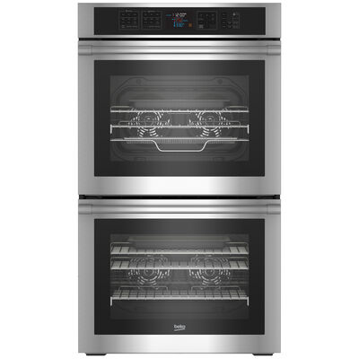 Beko 30 in. 11.4 cu. ft. Electric Double Wall Oven with True European Convection & Self Clean - Stainless Steel | WOD30100SS