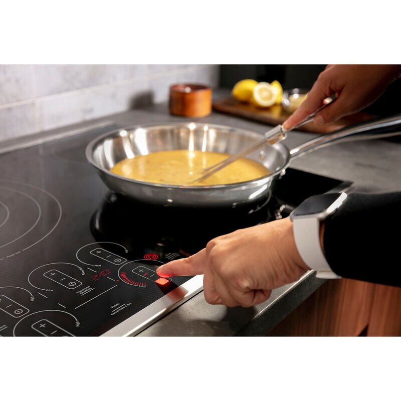 GE Profile 36 in. Electric Smart Cooktop with 5 Radiant Burners - Black, , hires