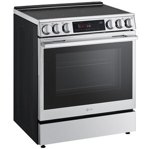 LG InstaView 30 in. 6.3 cu. ft. Smart Air-Fry True European Convection Slide-In Electric Range with 4 Induction Burners & 1 Radiant Burner - PrintProof Stainless Steel, , hires