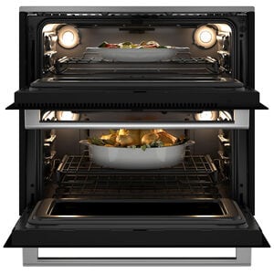 Cafe 30 in. 5 cu. ft. Smart Front Control Electric Double Wall Oven with True European Convection - Platinum Glass, Platinum Glass, hires