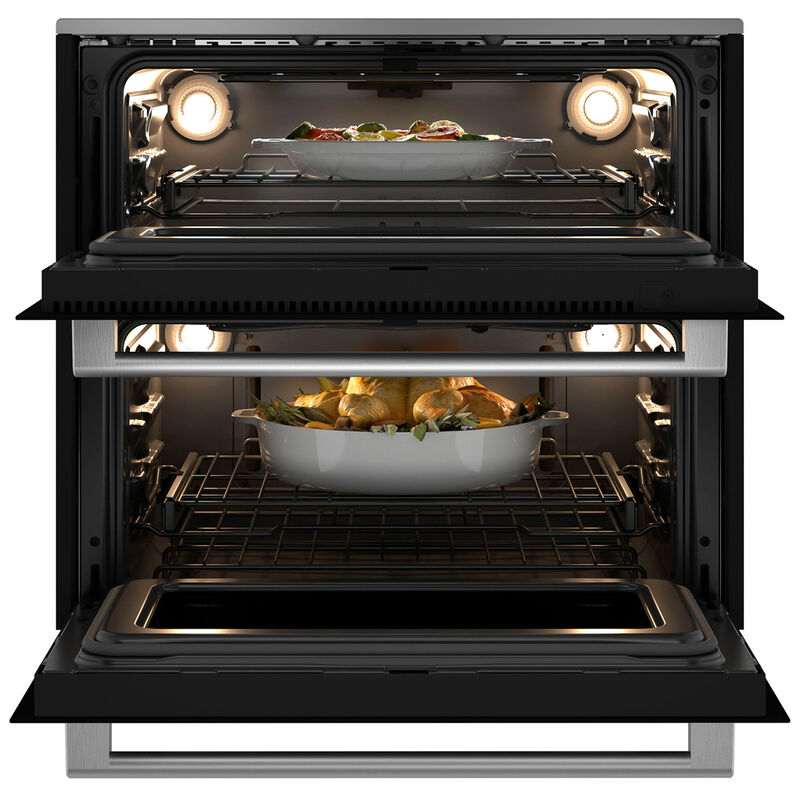 Cafe 30 in. 5 cu. ft. Smart Front Control Electric Double Wall Oven with True European Convection - Platinum Glass, Platinum Glass, hires