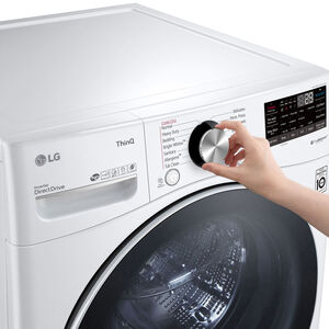 LG 27 in. 5.0 cu. ft. Smart Stackable Front Load Washer with TurboWash 360, Sanitize & Steam Wash Cycle - White, White, hires