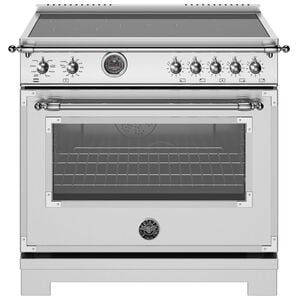 Bertazzoni Heritage Series 36 in. 5.7 cu. ft. Air-Fry Dual Convection Electric Range with 5 Induction Burners & Griddle - Stainless Steel, , hires