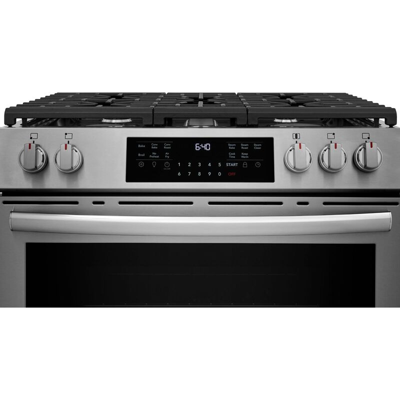 Frigidaire Gallery 30 in. 5.1 cu. ft. Air-Fry True European Convection Steam Gas Range with 5 Sealed Burners - Stainless Steel, , hires