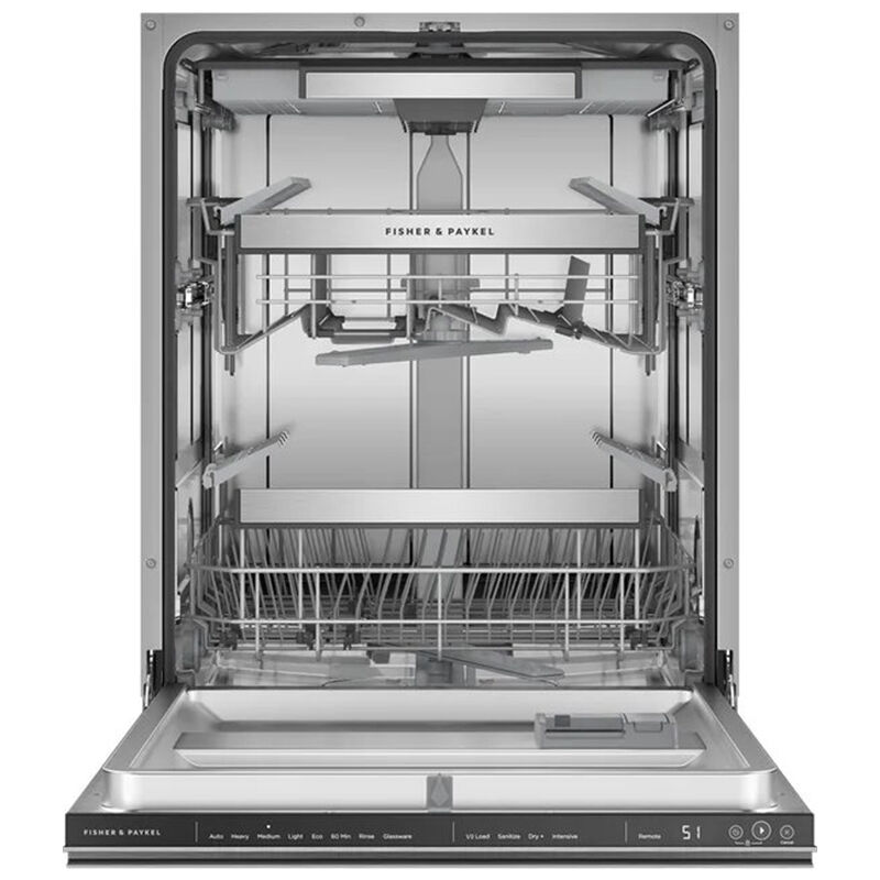 Fisher & Paykel Series 7 24 in. Smart Built-In Dishwasher with Top Control, 42 dBA Sound Level, 15 Place Settings, 8 Wash Cycles & Sanitize Cycle - Stainless Steel, , hires