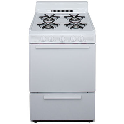 Premier 24 in. 2.9 cu. ft. Oven Freestanding Gas Range with 4 Open Burners - White | BCK100OP