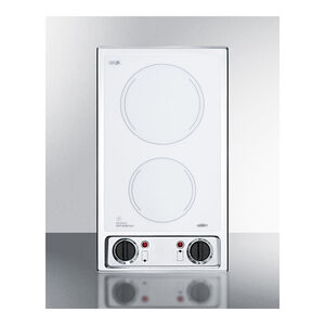 Summit 12 in. 2-Burner Electric Cooktop with Knob Controls - White, , hires