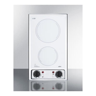 Summit 12 in. 2-Burner Electric Cooktop with Simmer Burner - White | CR2B120WH