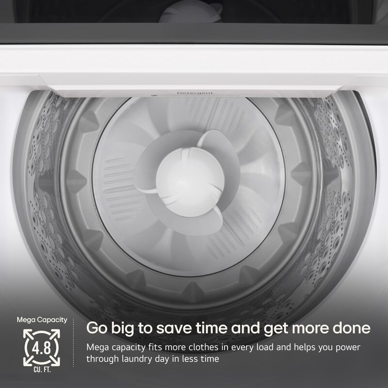 LG 27 in. 4.8 cu. ft. Smart Top Load Washer with 4-Way Agitator, EasyUnload & AI Sensing - Alpine White, Alpine White, hires